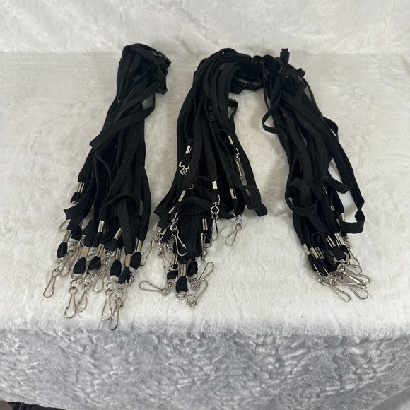 32 pc 3/8'' Black Flat Braid Lanyard with Black Safety Breakaway & Swivel Hook - Picture 1 of 5